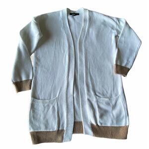 Forever 21 women Open front knit cardigan sweater Color Block Ivory sz Small